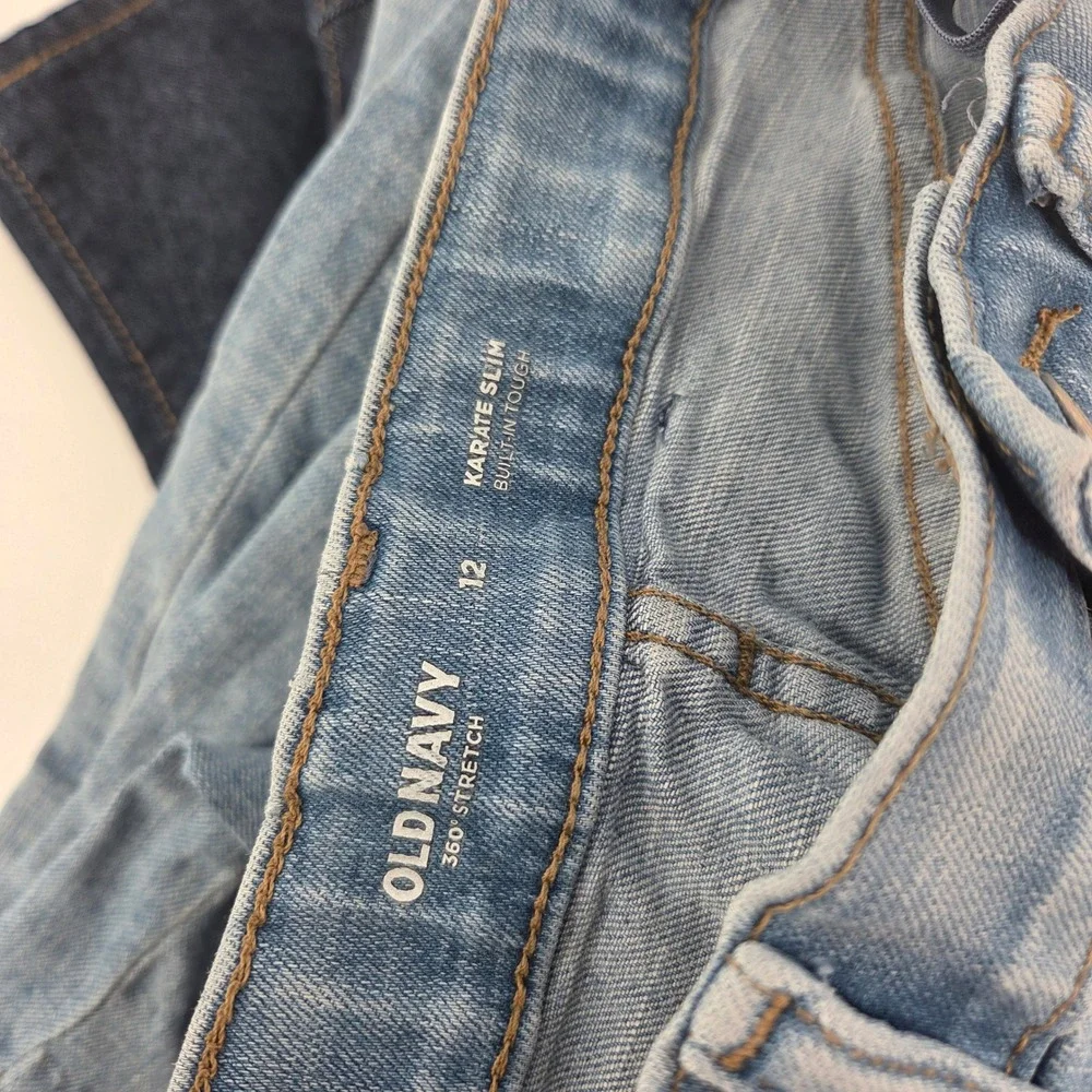 Old Navy Jeans Lot 3 Pairs Size 12 Blue Indigo Skinny Straight Karate Slim Kids